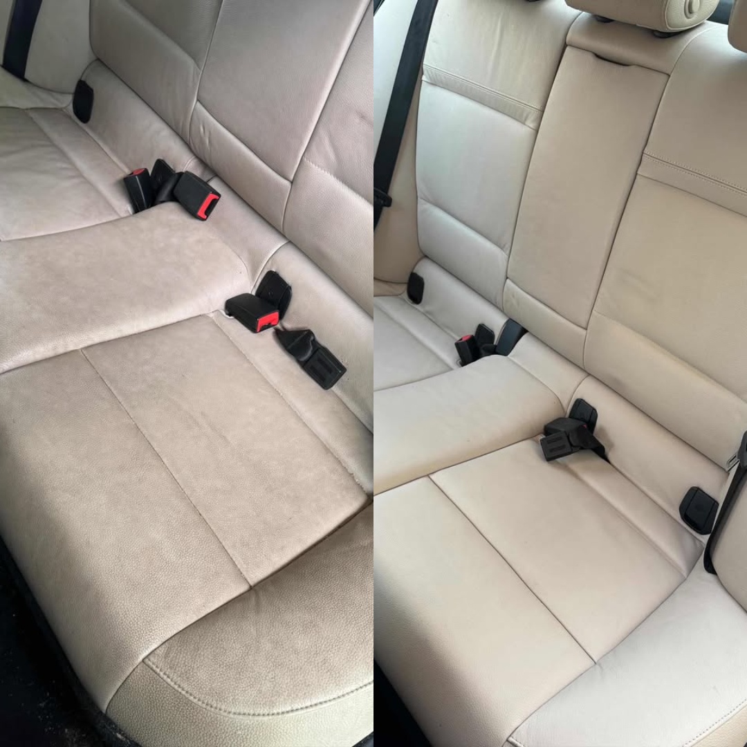 Nettoyage sièges cuir BMW avant et après Pure Détail